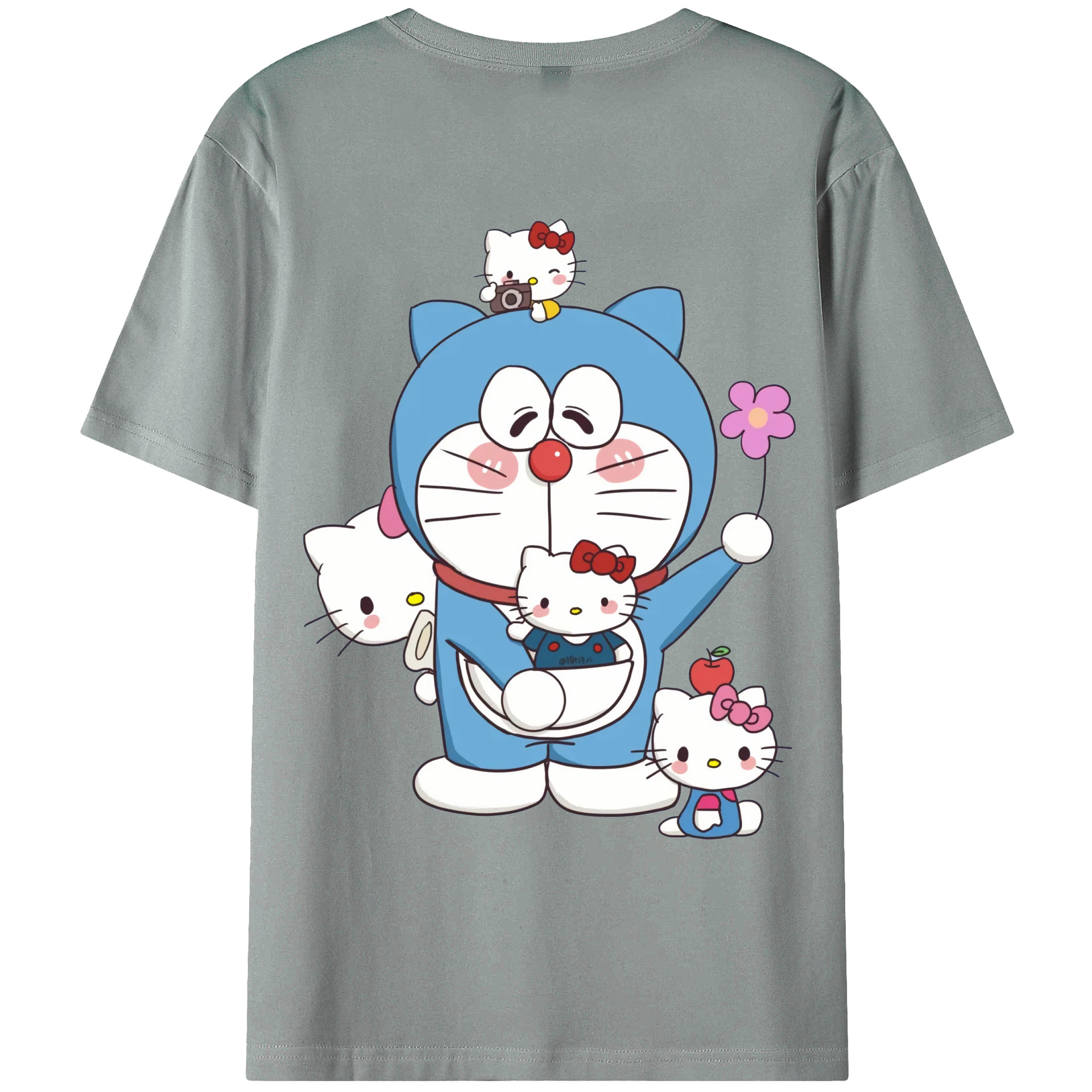 （画像用） ドラえもん Doraemon 綿100％ メンズ半袖Tシャツ（バックプリント） 通気性